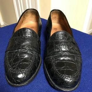 Magnanni Men's Lizard Black Leather Shoes